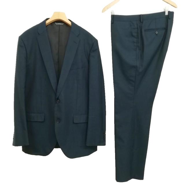 【中古】ジョセフ JOSEPH 2017 ジャガード シングル 2B スーツ セットアップ ジャケット スラックス 50 ネイビー