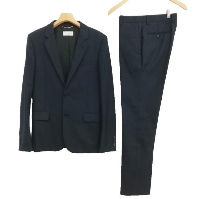 【中古】サンローラン パリ 14AW エディ期 シングル スーツ セットアップ ジャケット スラックス 46 / 48 ネイビー 紺