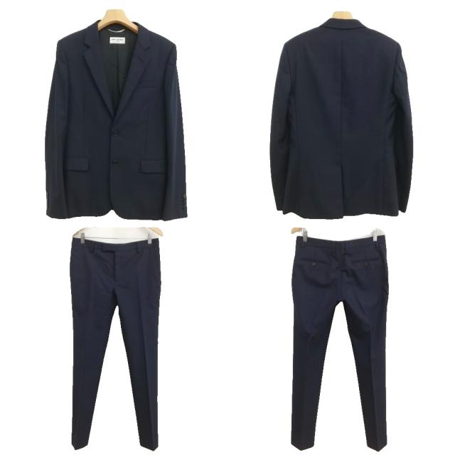 【中古】サンローラン パリ 14AW エディ期 シングル スーツ セットアップ ジャケット スラックス 46 / 48 ネイビー 紺_1