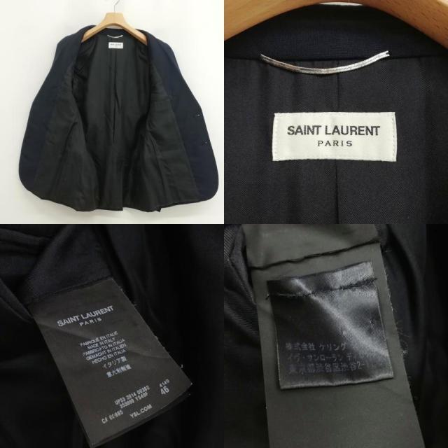 【中古】サンローラン パリ 14AW エディ期 シングル スーツ セットアップ ジャケット スラックス 46 / 48 ネイビー 紺_4