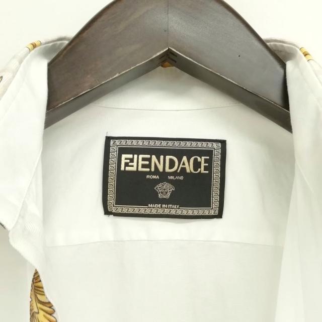 【中古】フェンディ FENDI × ヴェルサーチ フェンダーチェ 切替 ドレス シャツ FS1001 AKEA 38 ホワイト メンズ_4