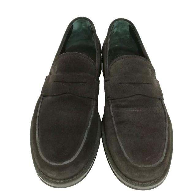 【中古】トッズ TOD'S コイン ペニー ローファー スリッポン レザー シューズ スウェード 7 ブラック系 メンズ_3