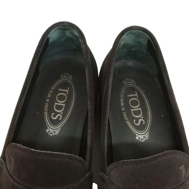 【中古】トッズ TOD'S コイン ペニー ローファー スリッポン レザー シューズ スウェード 7 ブラック系 メンズ_8