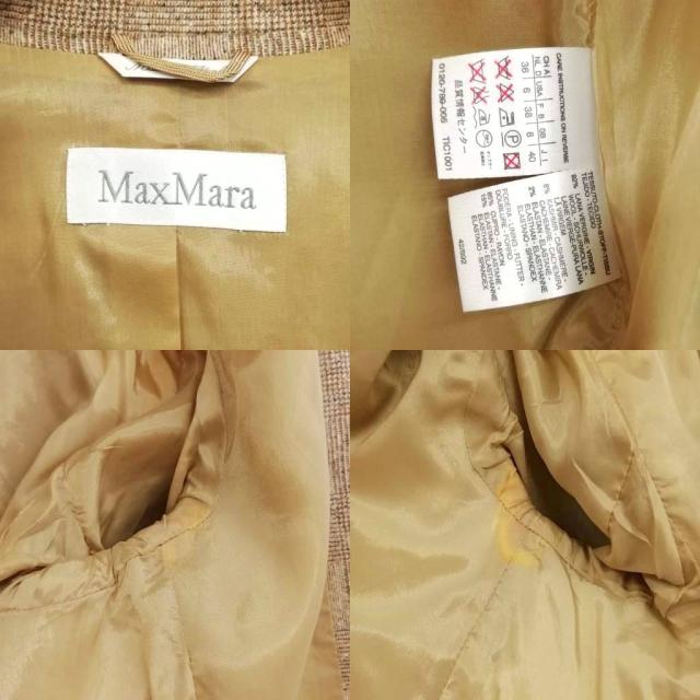【中古】マックスマーラ 白タグ グレンチェック スカート スーツ セットアップ ウール カシミヤ 40 ベージュ系_5