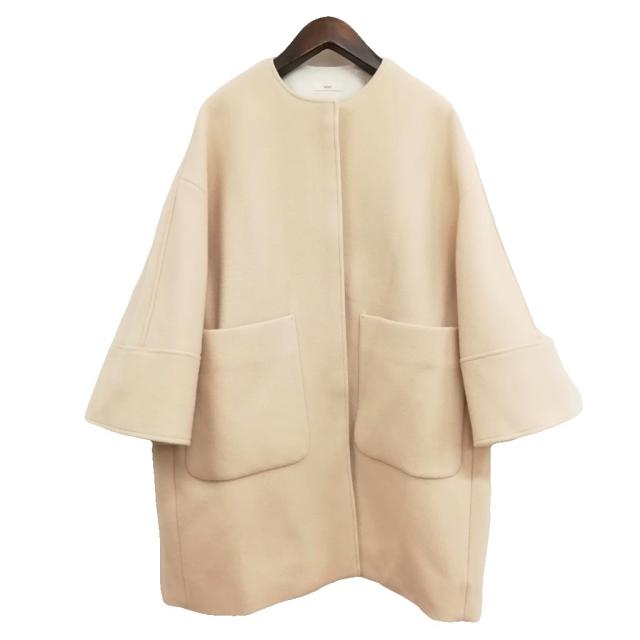 【中古】ヨリ yori YR2225-097AW 22AW ウール ノーカラー コート 美品 FREE アイボリー系 レディース