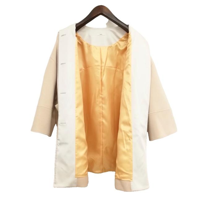 【中古】ヨリ yori YR2225-097AW 22AW ウール ノーカラー コート 美品 FREE アイボリー系 レディース_2