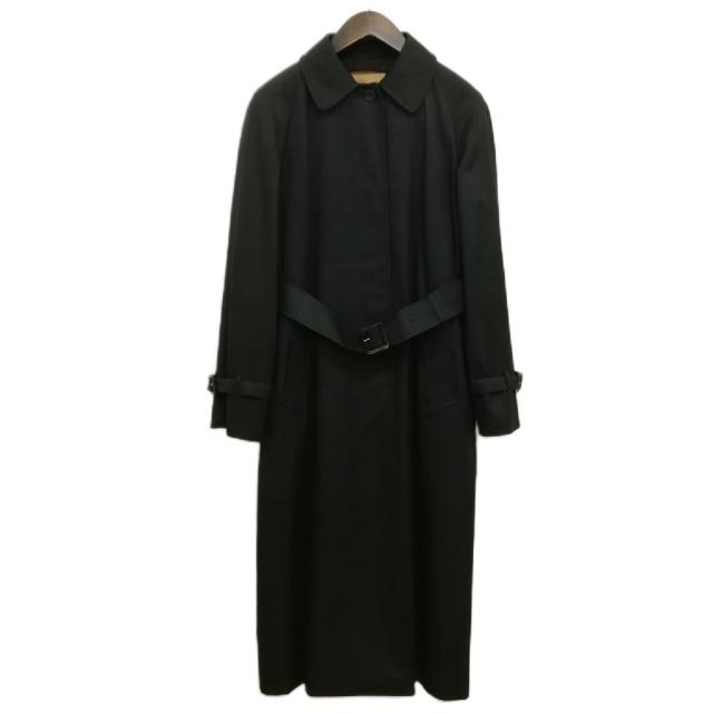 【中古】アクアスキュータム AQUASCUTUM イングランド 英国製 ステンカラー トレンチコート 美品 8 R ブラック