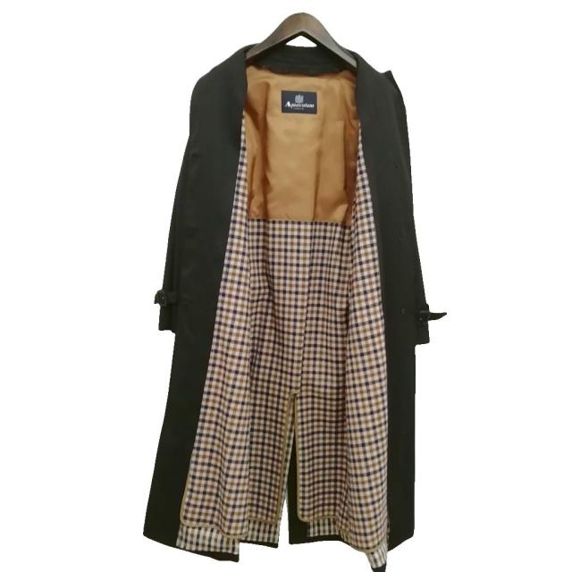 【中古】アクアスキュータム AQUASCUTUM イングランド 英国製 ステンカラー トレンチコート 美品 8 R ブラック_3