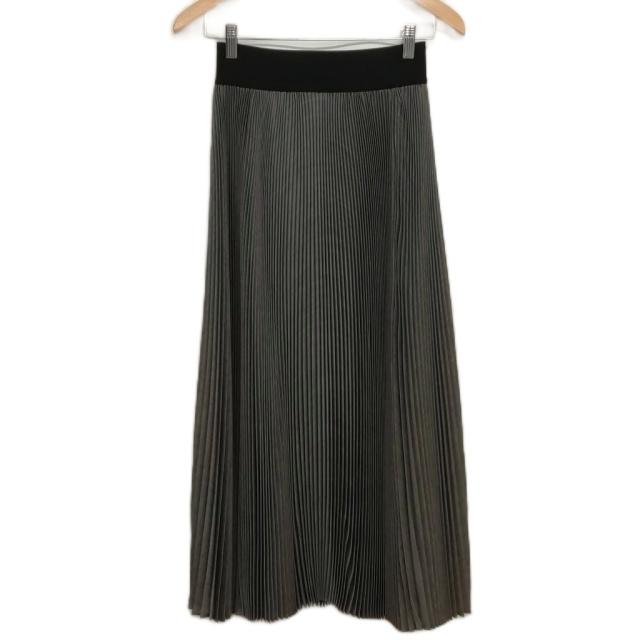 【中古】ハイク HYKE 211-14107 プリーツ フレア ロング スカート 美品 1 チャコール系 レディース