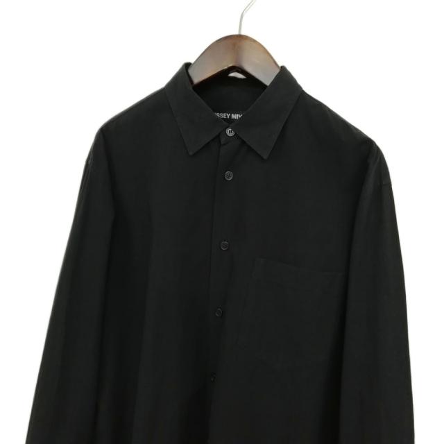 【中古】イッセイミヤケ ISSEY MIYAKE ME63FJ052 縮絨加工 コットン シャツ 2 ブラック メンズ_1