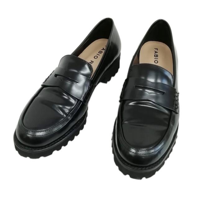 【中古】ファビオルスコーニ FABIO RUSCONI F-4965 コイン ローファー スリッポン 美品 36 ブラック レディース