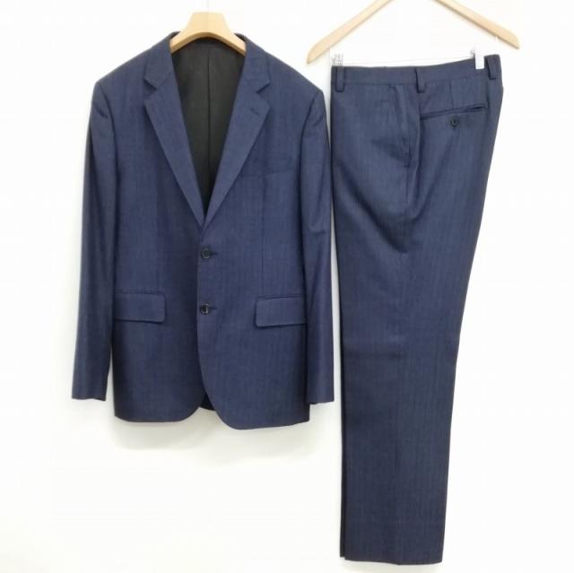 【中古】エポカ ウォモ EPOCA UOMO ストライプ シングル 2B スーツ セットアップ ジャケット スラックス 50 ネイビー