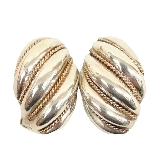 【中古】ティファニー TIFFANY &amp; CO. ヴィンテージ ツイストロープ ピアス 925 K14 シルバー ゴールド ☆AA★