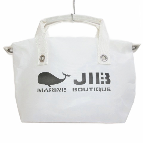 【中古】未使用品 ジブ JIB ファスナートートバッグ S セイルクロス ウォッシャブル 鞄 プリント 白 ホワイト FTS