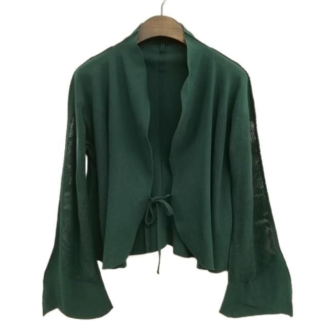 【中古】イッセイミヤケ ISSEY MIYAKE FETE フェット IF92KO010 メッシュ ニット 変形 カーディガン 2 グリーン