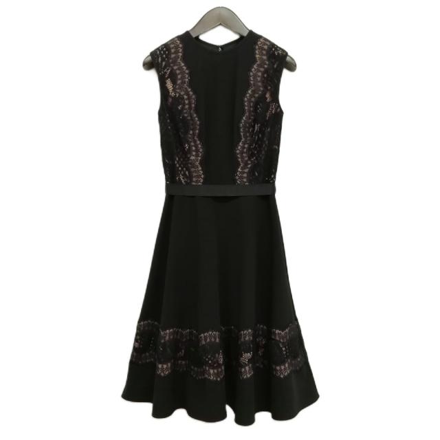 【中古】タダシショージ TADASHI SHOJI レース 切替 ノースリーブ ドレス ワンピース 0 ブラック レディース