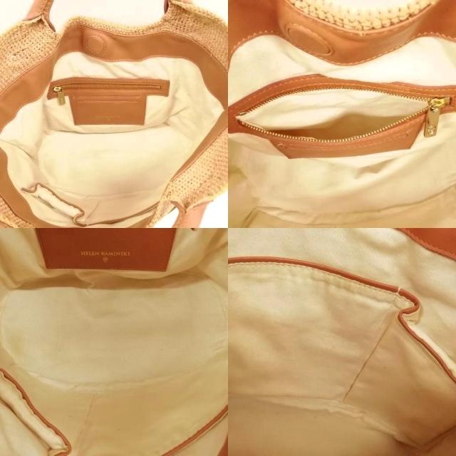 【中古】ヘレンカミンスキー HELEN KAMINSKI 2way ラフィアバッグ トートバッグ ショルダーバッグ ベージュ系