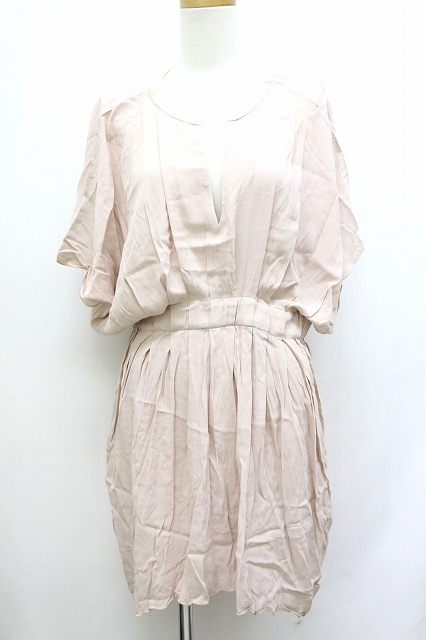 中古 フレイアイディー Fray I D ワンピース スカート ひざ丈 シフォン ワイド タック Vネック ドルマンスリーブ 0 ピンク の通販はau Pay マーケット ブランド古着のベクトル