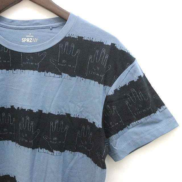 中古】ユニクロ UNIQLO SPRZ NY Tシャツ ボーダー 柄 アート 半袖 S