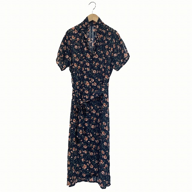 中古】エモダ EMODA ワンピース シースルー ロング 花柄 半袖 F  