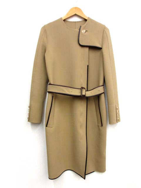 【中古】バーバリー BURBERRY ハニー コントラスト トリム ベルト ドレス コート Honey Contrast Trim Belted Dress レディース