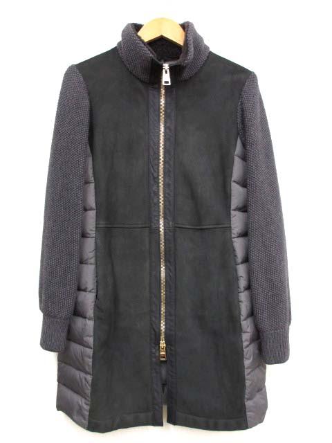 美品 ヘルノ PL0052D ラムスエード レザー ニット切替ダウンコート 40 中古】ヘルノ HERNO PL0052D ラムスエード レザー ニット切替