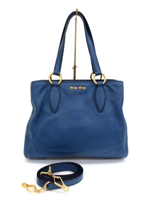 MIUMIU (ミュウミュウ) トートバック 水色キャンバス×レザー 保存袋付き