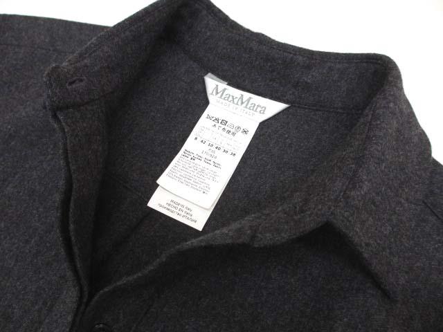 美品 マックスマーラ Mロゴ刺繍ポケット ウール×カシミヤ ワンピース 42