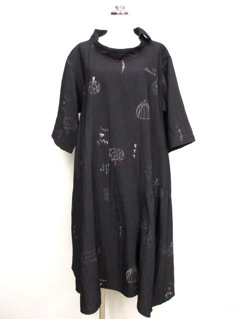 【中古】ジウ 慈雨 2022 透かし柄 ワンピース 40 ドレス アシンメトリー レディース