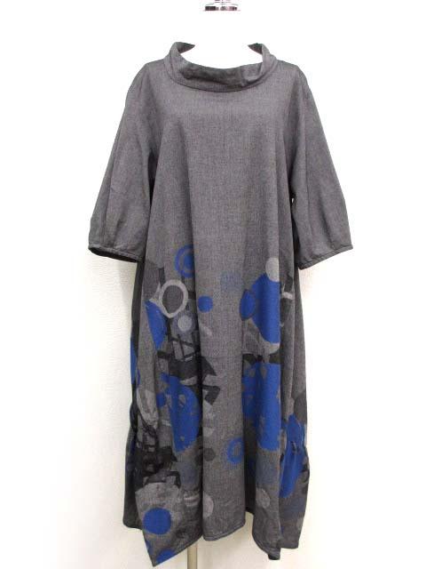 【中古】ジウ 慈雨 幾何学 バルーン ワンピース 40 ドレス レディース