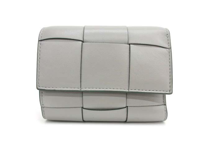 ボッテガヴェネタ 三つ折り財布 マキシイントレチャート RFID ブルー