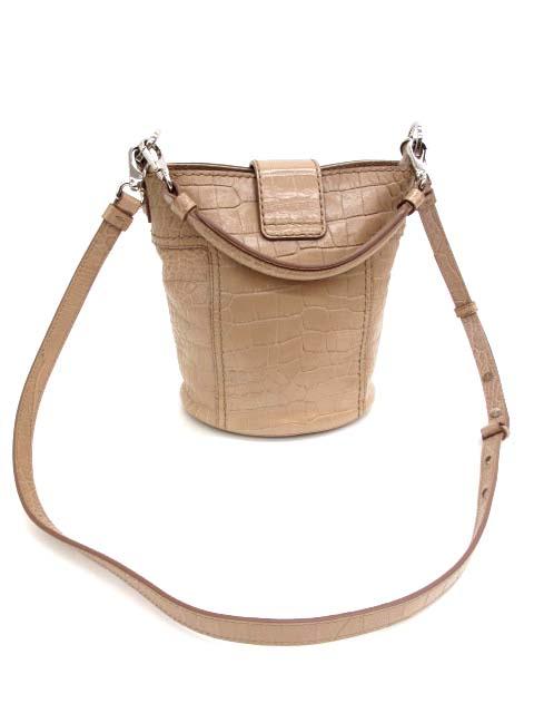 中古】トッズ TOD'S ダブルT クロコ型押しバケットバッグ ショルダー