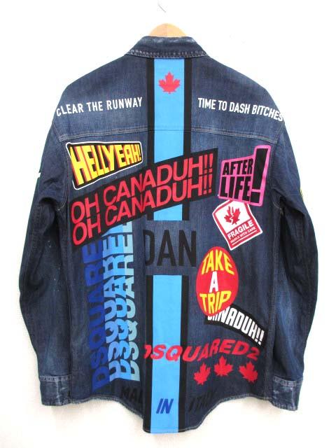 美品 ディースクエアード S74DM0505 グラフィックプリント デニムシャツ 美品 ディースクエアード S74DM0505 グラフィックプリント デニム