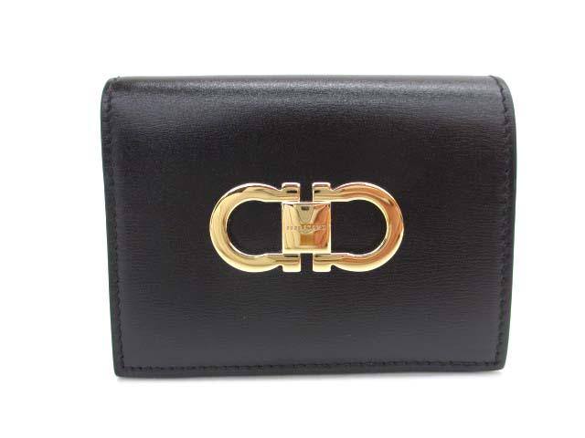 【中古】サルヴァトーレフェラガモ Salvatore Ferragamo 220627 ダブルガンチーニ コンパクト財布 ミニウォレット レディース