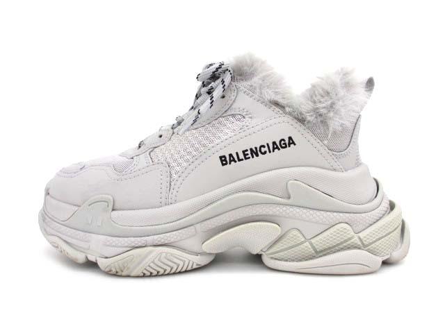 【中古】バレンシアガ BALENCIAGA 668562 トリプルS ファーライニング スニーカー 36 Triple S Sneaker 'Faux Fur - Grey'  レディース