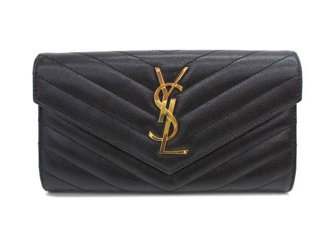 【中古】サンローラン パリ SAINT LAURENT PARIS 372264 ラージ フラップウォレット 長財布 カサンドラ レディース