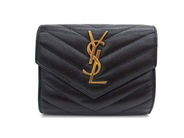 【中古】サンローラン パリ SAINT LAURENT PARIS 403943 カサンドラロゴ ミニ財布 三つ折り財布 レディース
