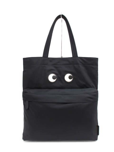 【中古】アニヤハインドマーチ ANYA HINDMARCH Tote Eyes in Black トートバッグ ナイロン 152938 アイズ レディース