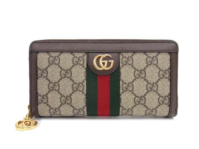 【中古】グッチ GUCCI 523154 オフィディア ラウンドファスナー長財布  レディース