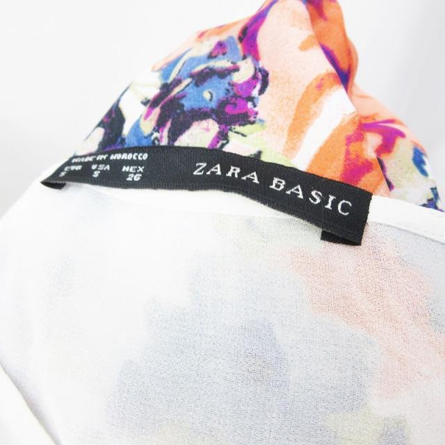 中古 ザラ ベーシック Zara Basic ワンピース ノースリーブ 丸首 膝丈 フレア シフォン シースルー 花柄 S 白 青の通販はau Pay マーケット ブランド古着のベクトル