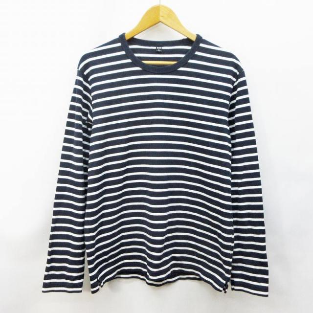 中古 ユニクロ Uniqlo Tシャツ カットソー 長袖 丸首 ボーダー 綿 コットン 100 Xl 紺 ネイビー系 白 ホワイト系の通販はau Pay マーケット ブランド古着のベクトル