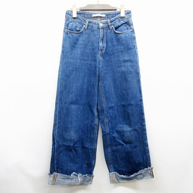 中古 ザラ トラファルック Zara Trafaluc カットオフ ロールアップ デザイン ワイド デニムパンツ ジーンズ W66cmの通販はau Pay マーケット ブランド古着のベクトル