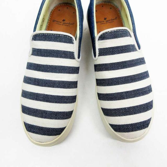 中古 Grace Garden グレースガーデン スニーカー 24cm デニム 切替 ボーダー スリッポン 白 ホワイト系 レディースの通販はau Pay マーケット ブランド古着のベクトル