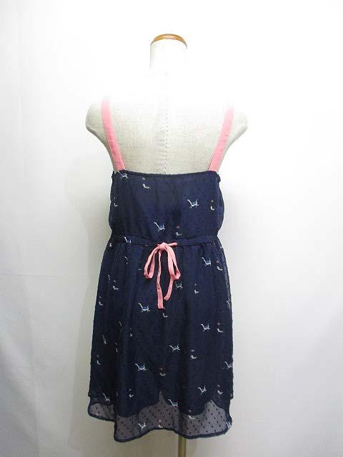 中古 プードゥドゥ Pou Dou Dou シフォン キャミ ワンピース M ネイビー ドット刺繍 動物柄 ノースリーブ リボンの通販はau Wowma 会員クーポンが使える ブランド古着のベクトル