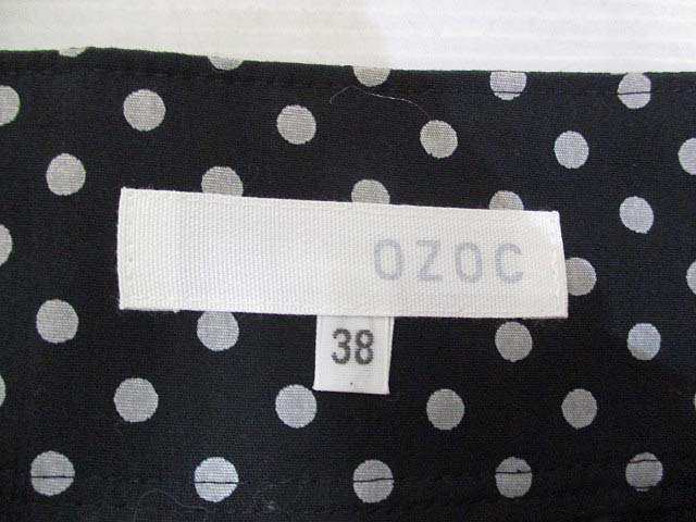 オゾック OZOC ドット柄 ミディアム 台形 スカート 38 黒 ブラック