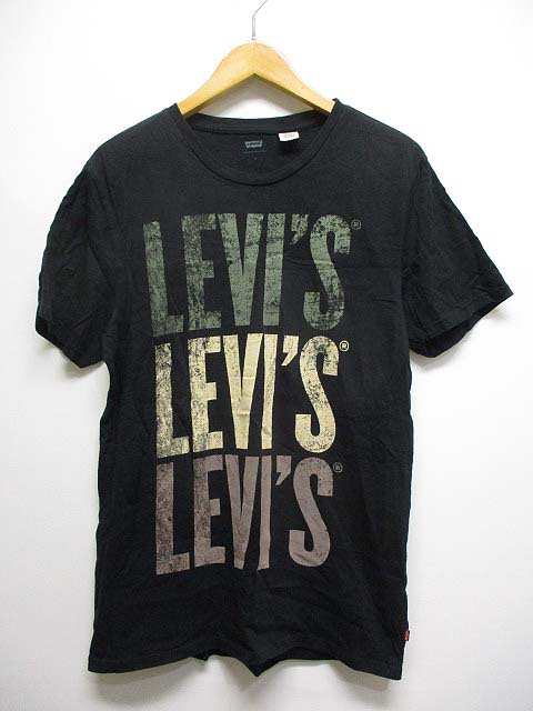 【中古】リーバイス Levi's 半袖 ロゴ プリント Tシャツ カットソー コットン S 黒 ブラック メンズ｜au PAY マーケット