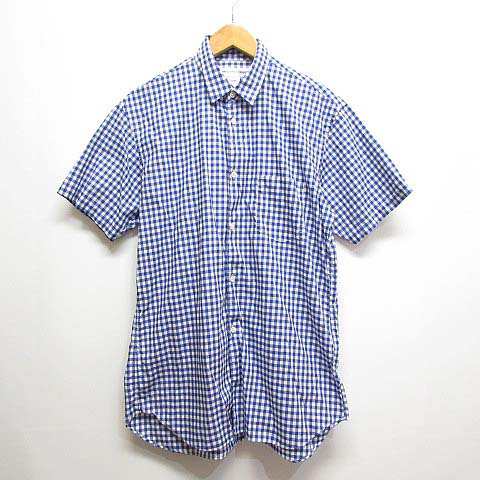 【中古】コムデギャルソンシャツ COMME des GARCONS SHIRT 美品 ギンガムチェック柄 半袖 シャツ M ブルー  CDGS7GG｜au PAY マーケット