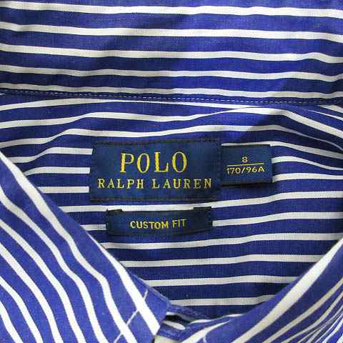 【中古】ポロ ラルフローレン POLO RALPH LAUREN 美品 長袖 ストライプ柄 シャツ ブラウス 8 ブルー コットン 正規品｜au  PAY マーケット