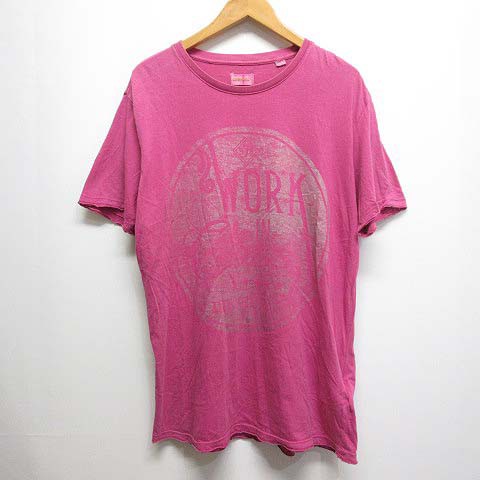 【中古】ディーゼル DIESEL 半袖 プリント Tシャツ カットソー L ピンク 正規品 メンズ｜au PAY マーケット