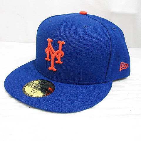 【中古】未使用品 ニューエラ NEW ERA 59FIFTY 5950 MLB ニューヨーク メッツ キャップ 帽子 7 3/4 61.5cm 青  ブルー｜au PAY マーケット